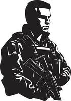 combate preparación vector armado efectivo emblema soldado s resolver negro hombre del ejército logo diseño