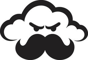 Wrathful Squall Vector Angry Cloud Icon Fuming Tempest Black Cloud Cartoon Emblem