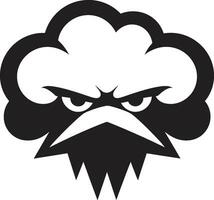 Fuming Cumulonimbus Angry Cloud Logo Icon Enraged Thundercloud Vector Angry Cloud Design