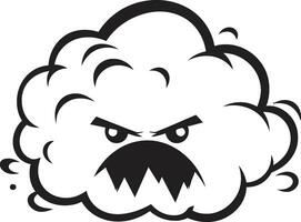 Angry Cyclone Vector Cartoon Cloud Icon Menacing Thunderhead Angry Cloud Emblem Design