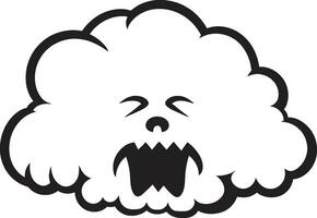 Tormentoso ira enojado negro dibujos animados nube furioso vendaval enojado nube icono diseño vector