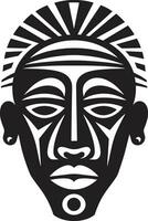 Spiritual Roots Vector Black Icon of Tribal Mask Rhythmic Symbolism African Mask Logo in Vector