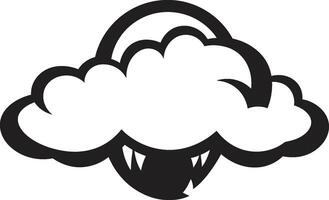 Stormy Rage Vector Cloud Character Icon Tempest Fury Angry Cloud Logo Design