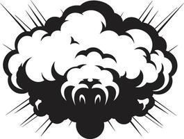 Vexed Vapor Black Angry Cloud Emblem Thunderous Fume Angry Cartoon Cloud Design vector