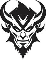 Sinister Icon Aggressive Devil s Face in Vector Diabolic Menace Vector Black Logo of Devil s Face
