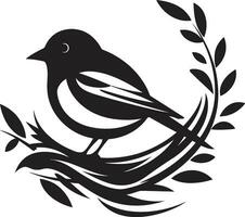 Aerial Artistry Black Nest Emblem Bird s Haven Vector Nest Logo