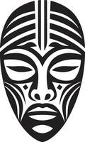 Ritualistic Echoes Black Mask Vector Icon Spiritual Heritage African Tribal Logo