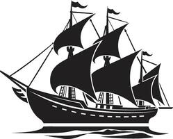 Ancient Vessel Vector Black Ship Logo Timeless Mariners Ancient Ship Design