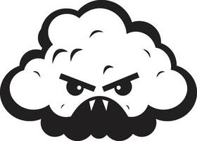 colérico chubasco negro nube dibujos animados emblema enojado ciclón dibujos animados nube negro logo vector