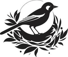 Feathered Nesting Vector Bird Icon Nest Creator Black Bird Emblem