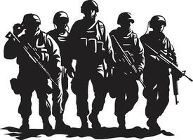 defensivo escuadrón negro Ejército grupo símbolo guerrero legión vector tropa negro icono