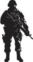 Defensive Vigilance Vector Black Soldier Warrior Stalwart Armed Military Emblem