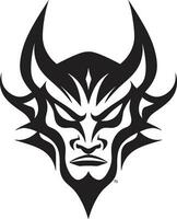 Maleficent Stare Devil s Face Vector Icon Hellfire Gaze Aggressive Devil s Face Vector Emblem