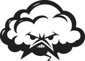 inquietante tempestad enojado nube icono diseño enfadado vapor negro enojado nube emblema vector