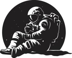 estelar navegador vector astronauta símbolo cosmos pionero negro casco logo