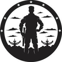 combate guardián vector soldado emblema táctico defensor negro hombre del ejército icono