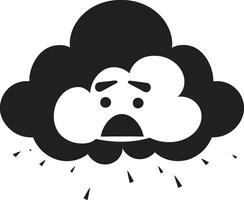 echando humo cumulonimbo negro enojado nube emblema enfurecido tormenta vector enojado nube diseño