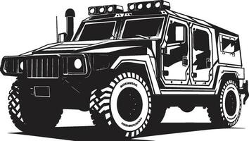 batalla Listo expedición 4x4 negro logo defensivo reconocimiento militar vehículo vector diseño