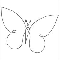 Simple butterfly continuous single line art drawing and butterfly line art vector illustration