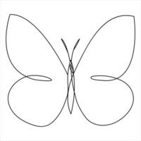 Simple butterfly continuous single line art drawing and butterfly line art vector illustration