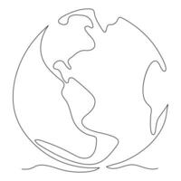 Single line continuous drawing of earth global and concept world earth day outline vector illustration