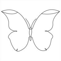 Simple butterfly continuous single line art drawing and butterfly line art vector illustration