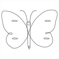 Simple butterfly continuous single line art drawing and butterfly line art vector illustration