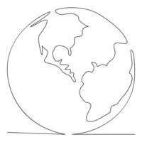 Single line continuous drawing of earth global and concept world earth day outline vector illustration