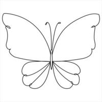 Simple butterfly continuous single line art drawing and butterfly line art vector illustration