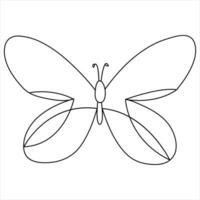 Simple butterfly continuous single line art drawing and butterfly line art vector illustration