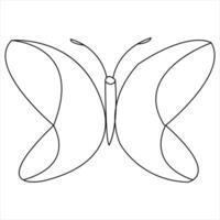 Simple butterfly continuous single line art drawing and butterfly line art vector illustration