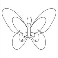 Simple butterfly continuous single line art drawing and butterfly line art vector illustration