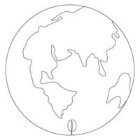 Single line continuous drawing of earth global and concept world earth day outline vector illustration