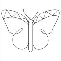 Simple butterfly continuous single line art drawing and butterfly line art vector illustration