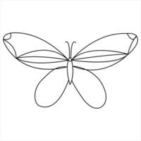 Simple butterfly continuous single line art drawing and butterfly line art vector illustration