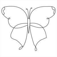 Simple butterfly continuous single line art drawing and butterfly line art vector illustration