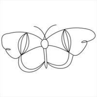 Simple butterfly continuous single line art drawing and butterfly line art vector illustration