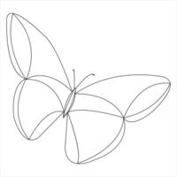 Simple butterfly continuous single line art drawing and butterfly line art vector illustration