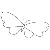 Simple butterfly continuous single line art drawing and butterfly line art vector illustration