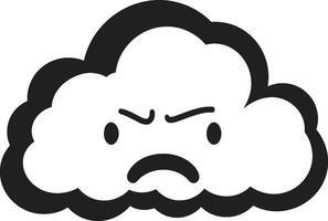 Fuming Tempest Black Cloud Cartoon Emblem Enraged Thundercloud Angry Cloud Logo Icon vector