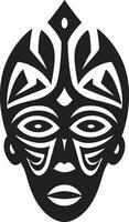 Spiritual Legacy Vector Black Icon of Tribal Mask Tribal Tapestry African Mask Logo in Vector Form