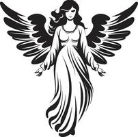 Heavenly Guardian Black Angelic Emblem Seraphic Elegance Vector Angel Wings