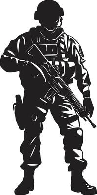 Battle Sentinel Armed Warrior Black Logo Defensive Vigilance Vector Black Soldier