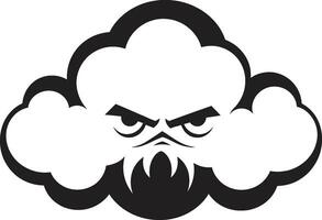 irritado nimbo enojado nube emblema diseño furioso ráfaga negro enojado nube logo vector