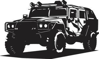 táctico transporte negro 4x4 emblema militante pionero vector Ejército símbolo