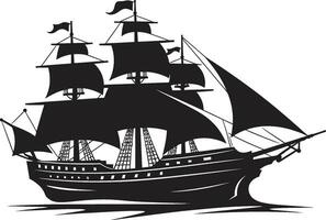 Maritime Relic Vector Ancient Ship Legacy Navigator Black Ship Icon Design