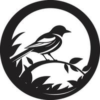 Aviary Builder Black Bird Icon Weaving Wings Vector Nest Emblem