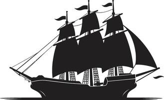 Mythical Odyssey Black Ancient Ship Vintage Navigator Vector Ship Icon