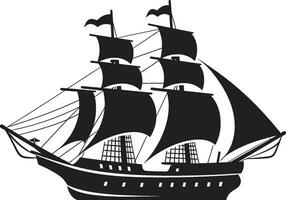 Oceanic Odyssey Black Ancient Ship Emblem Seafaring Legacy Vector Ship Logo