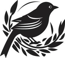 aéreo anidamiento negro pájaro icono diseño nido vector pájaro icónico emblema